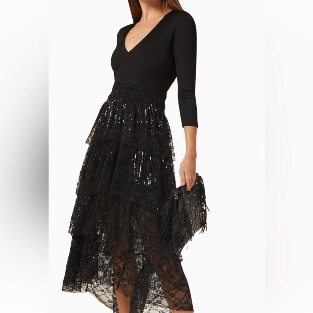 New MAJE Revillete Jersey And Lace Dress